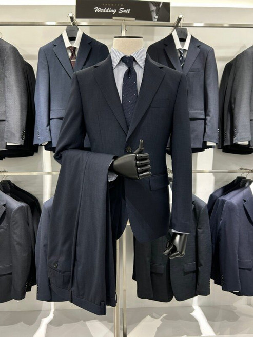 트루젠 COOL 한여름 짜임 네이비 기본핏 남자 정장 수트 양복