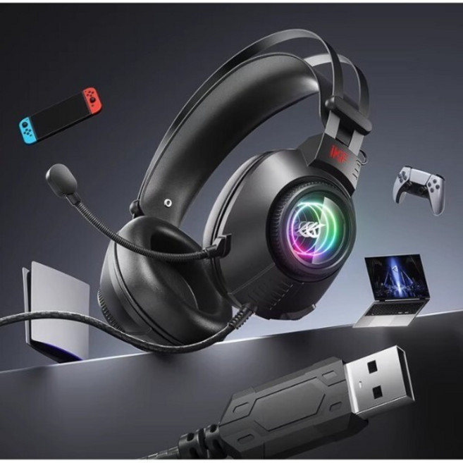 iKF G11 게이밍 헤드셋 헤드폰 마이크포함 RGB ENC노이즈캔슬링 유선 7.1사운드, 화이트, G11 3.5mm버전