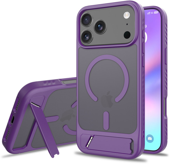 Miiu 애플 아이폰17 Pro Max 전용 자석식 내구성 강화 거치대 포함 두꺼운 핸드폰 케이스