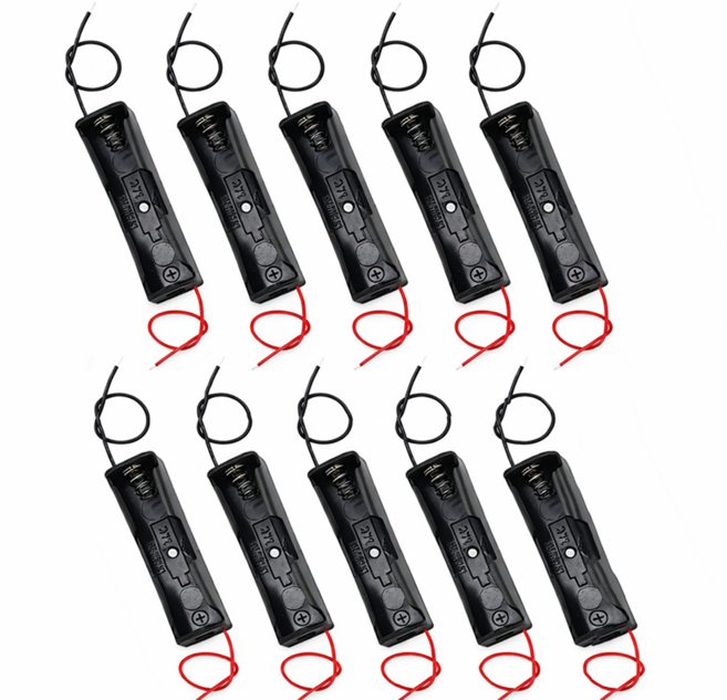 납땜 없이 전선 연결 커넥터 케이스 배터리 1구 홀더 DIY 전원 연결 키트, 10개