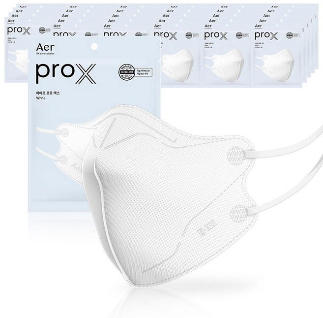 아에르 Pro X (프로엑스) 컬러마스크 방진마스크 2급, 30개, 화이트