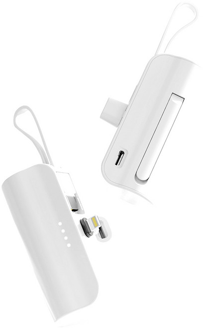 미모아 2in1 도킹형 일체형 미니 보조배터리 MI-PM20 갤럭시 아이폰 C타입 8핀 5000mAh, 미모아 도킹보조배터리 MI-PM20W(C+C)