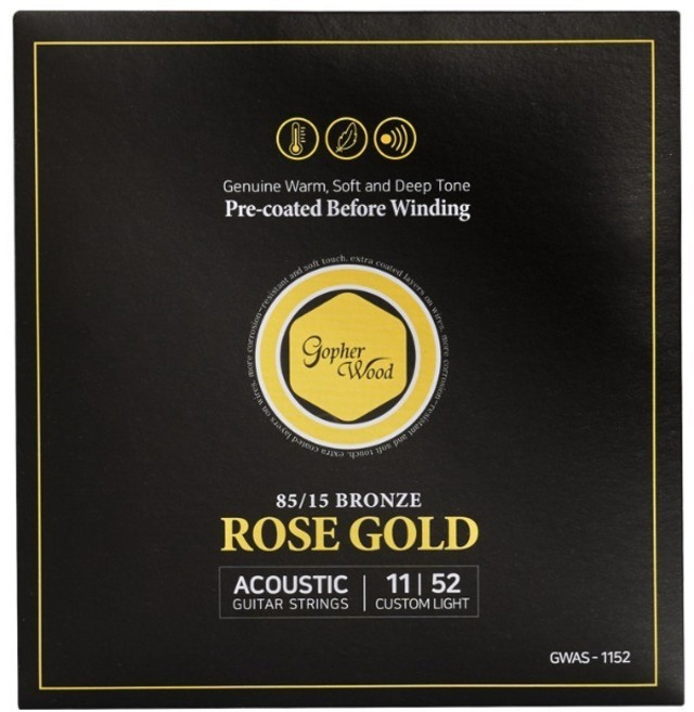 고퍼우드 어쿠스틱 포크 통기타 스트링 줄 코팅현 RoseGold 011-052, 1개