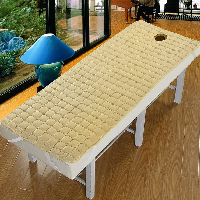 마사지 침대 패드 매트리스패드 논슬립 구멍있는 패트, 캬멜 크리스탈 벨벳