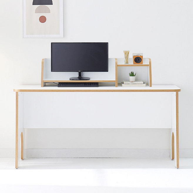 소다 모니터받침대 모니터 데스크 책상 선반 1600, 소다 1600 모니터 책상, 화이트