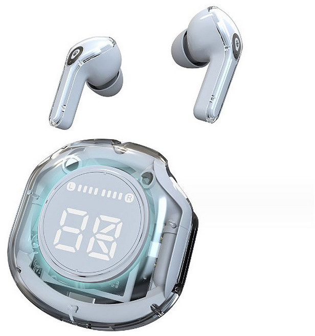 앤트앤비 B45 투명 블루투스 이어폰 무선 이어폰 듀얼 노이즈 캔슬링 디지털 디스플레이 블루투스 5.3, 03.블루투스 이어폰 B45_아이스블루, 03.블루투스이어폰B45_아이스블루