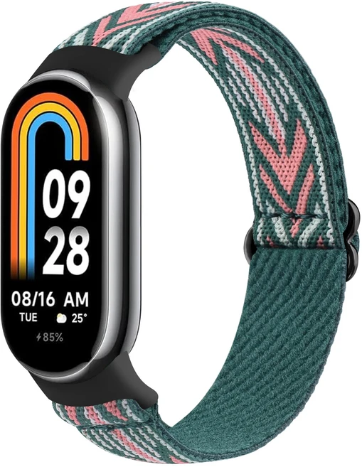 Xiaomi 스마트 밴드 9 8 용 나일론 루프 스트랩 Correa 시계줄 시계 교체 NFC 탄성, 08 Green Arrow, 02 For Xiaomi Band 8, Green Arrow