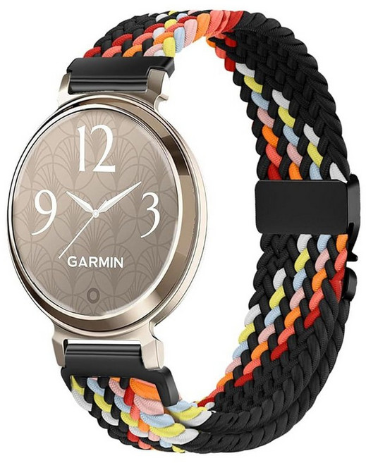 Issinlky Garmin Lily 2와 호환되는 나일론 브레이드 밴드 여성용 14MM 교체용 탄성 스트랩 140417, New Radiant Rainbow