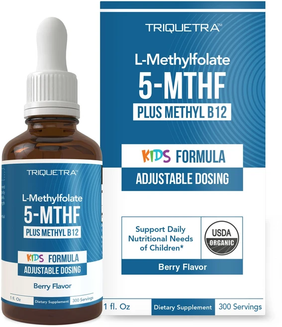 Triquetra 유기 어린이용 메틸엽산 + 메틸 B12 베리맛 설하제 5-MTHF 우수한 엽산 액상, Organic Kids 메틸엽산 + 메틸 B12 보조, 1개, 1oz - 쿠팡