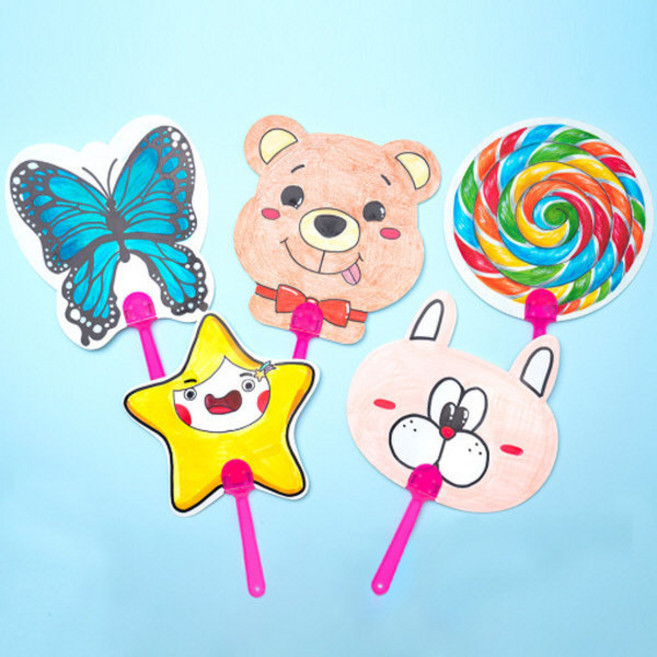 종이 무지부채만들기 10개입세트 1세트 / 부채 색칠, 민화 부채만들기(10개입 1세트)_별