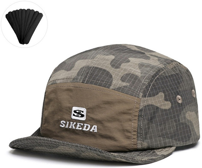BELLEAURA 벨오라 캐주얼 립스탑 카모 숏캡 캠핑 등산 낚시 아웃도어 버클스트랩 모자 (모자 오염방지패드 지급), 브라운(BRC)