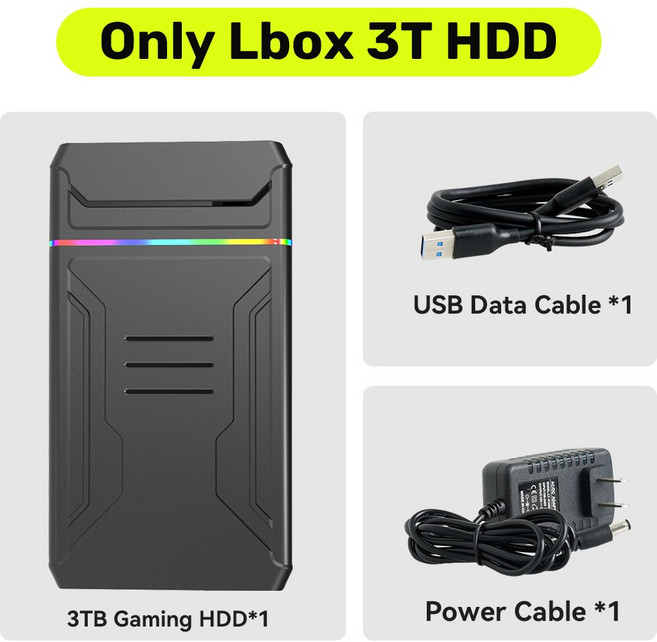 LAUNCHBOX 3TB 휴대용 PC 게임 SWITCH 콘솔 PC WIIU 비디오 3D WII 10000 HDD 노트북용 WIN, 옵션 1, Only Lbox 3TB HDD