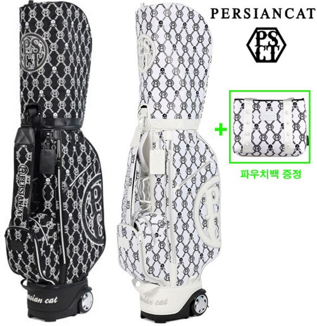 페르시안캣 2025 PER 025 헥사 뉴로고 바퀴형 휠 캐디백, 블랙