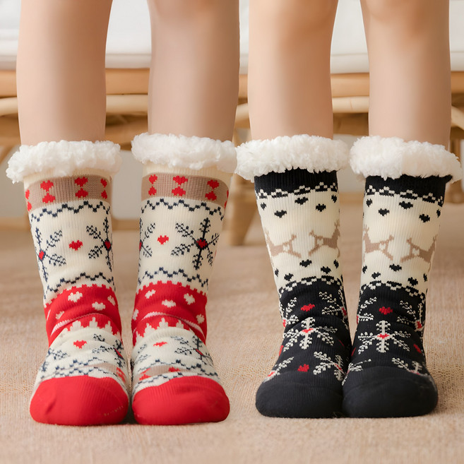 에이크 노르딕 미끄럼방지 두꺼운 무압박 수면양말 2켤레