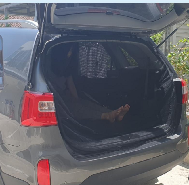 마루오피스 _ 간편 설치 밴드형 차 모기장 차박 트렁크 방충망 차량용 블랙 SUV 가림막 창문 유리 차량, 1개, 검정 색상