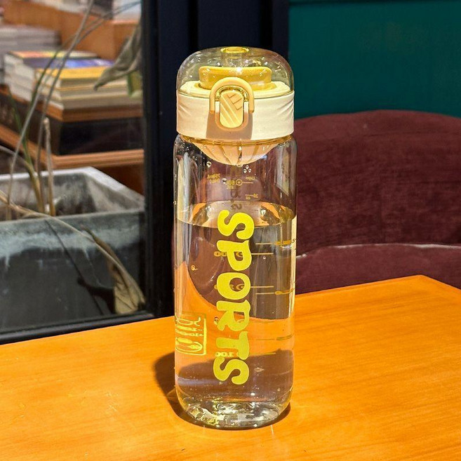 運動水壺 大容量水壺 直飲水杯 學生簡約便攜戶外帶茶隔, 桃黃【750ml】,杯子+杯刷, 1個