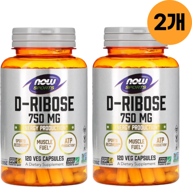 나우푸드 스포츠 D 리보스 750mg 120캡슐 2개 ATP 아데노신 삼인산, 120정 - 쿠팡