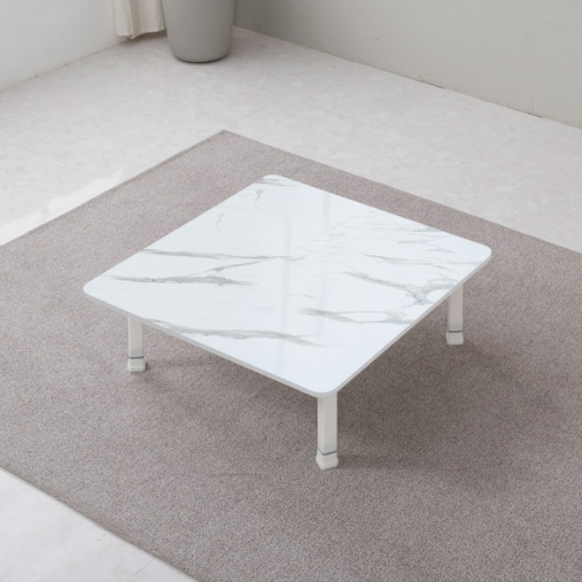 이반가구 접이식 칼라테이블 4단높이조절다리 좌식 다용도 책상 공부상 다과상 티테이블 사이드테이블, 800x800, 마블