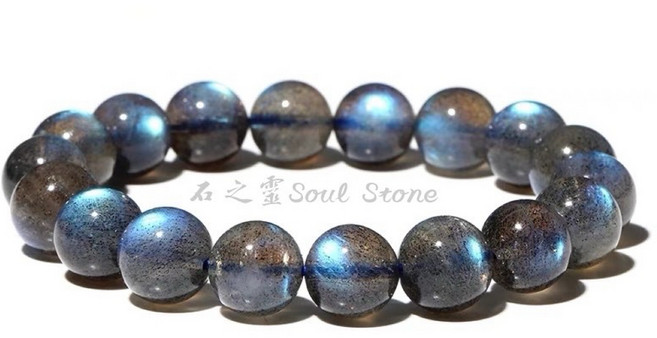 石之靈Soul Stone 頂級彩光拉長石手鍊 灰月光 6mm 無優化, 頂級彩光拉長石（灰月光）,6mm, 1個