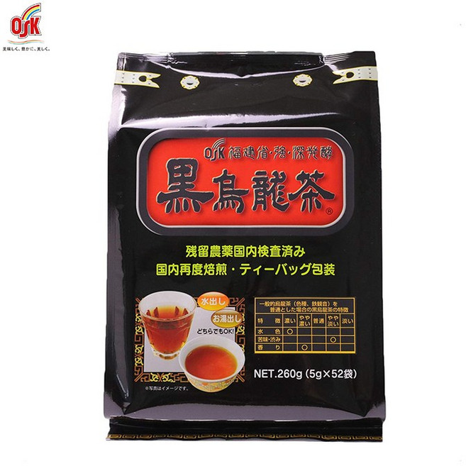 일본 OSK 흑우롱차 티백 5g x 52봉 3개 세트, 260g, 52개입