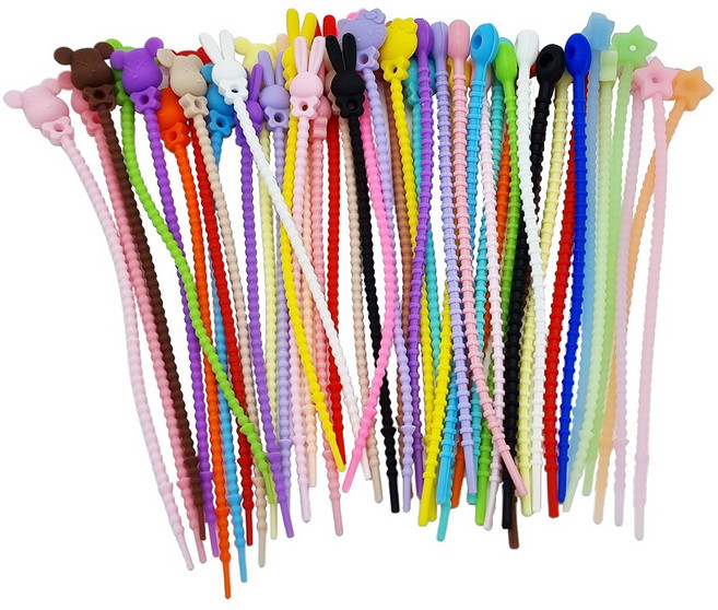 케이존 캐릭터 전선정리 실리콘 케이블타이 46개입