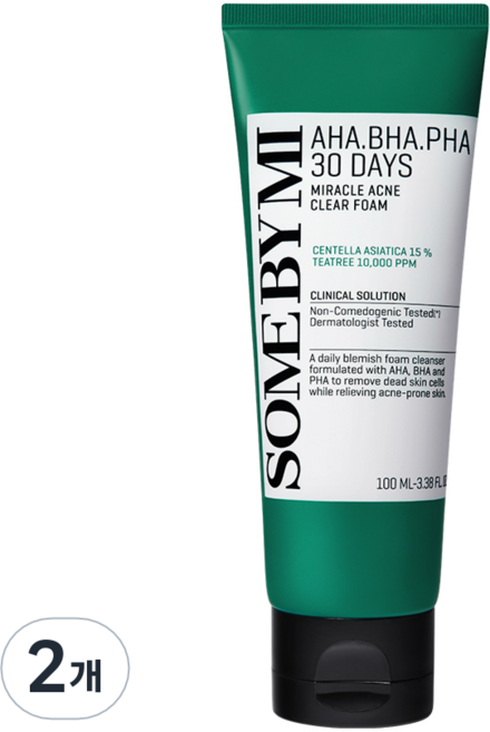 썸바이미 아하 바하 파하 30 데이즈 미라클 아크네 클리어 폼, 100ml, 2개