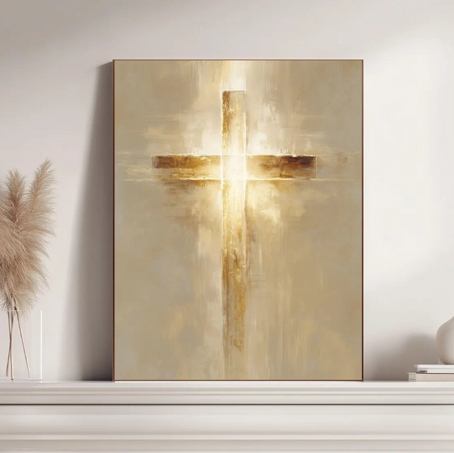 황금 십자가 기독교 천주교 벽장식 성화 교회 성당 액자 감성 거실액자, 무광골드