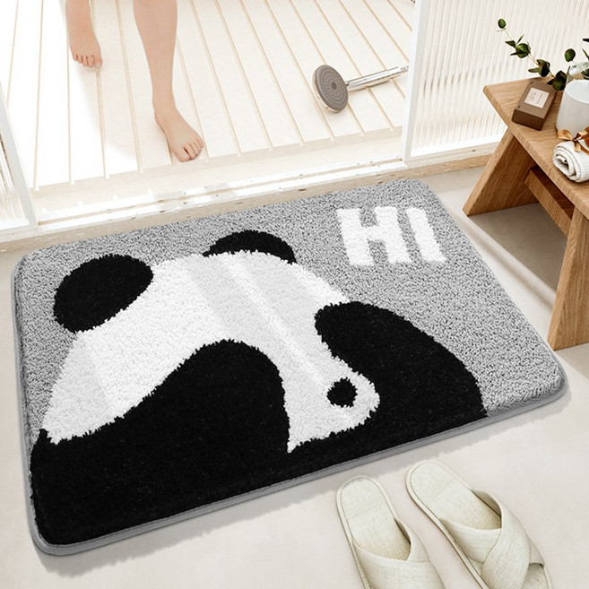 DEXI 부드러운 도톰 극세사 욕실 화장실 현관 미끄럼방지 논슬립 프리미엄 욕실 발매트, 샤이팬더(그레이)