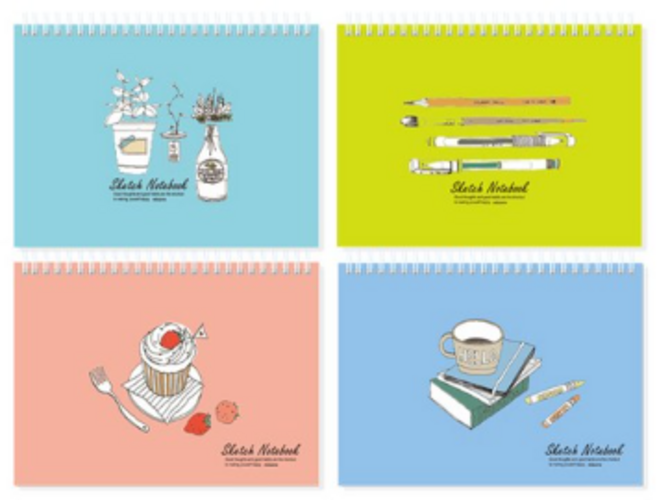 미소로 3500 스케치 노트 2267 4종 세트, A5, 60매, 1세트