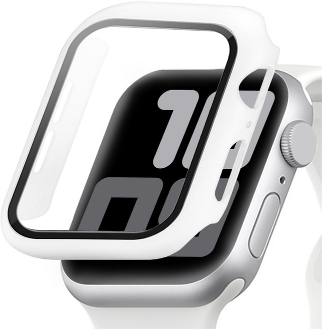사라밴드 애플워치 호환 9H 강화유리 일체형 풀커버 SF코팅 케이스, 애플워치 [38mm], 화이트, 1개