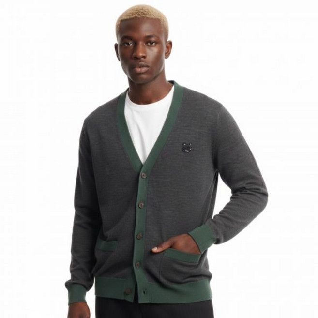 공식정품 메종키츠네 남성 가디건 니트 선물 MAISON KITSUNE BOLD FOX HEAD PATCH BI-COLOR CARDIGAN (NM00507KT1036-H170)