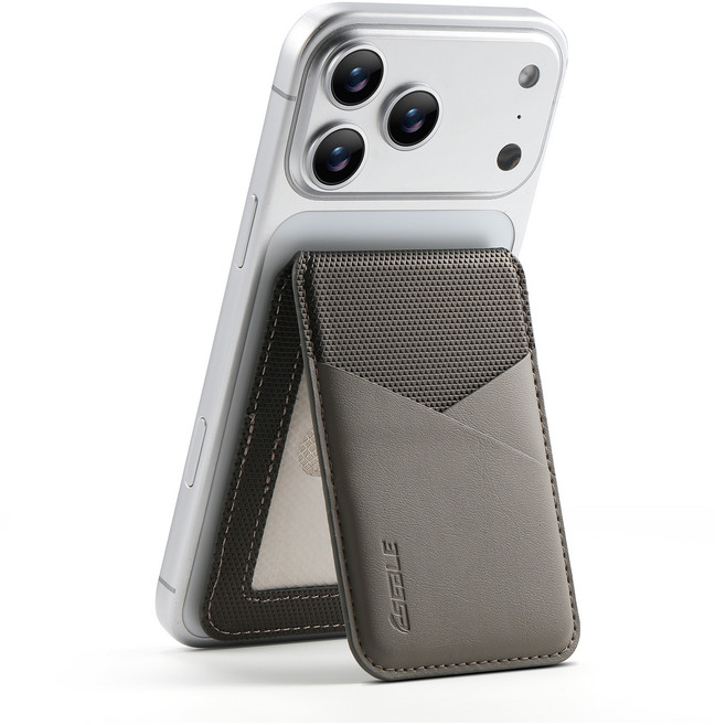 Ceasikery 접이식 확장 저장 강자성 폰 마그세이프 호환 가죽 카드 지갑 Q2024, 1개, 그레이