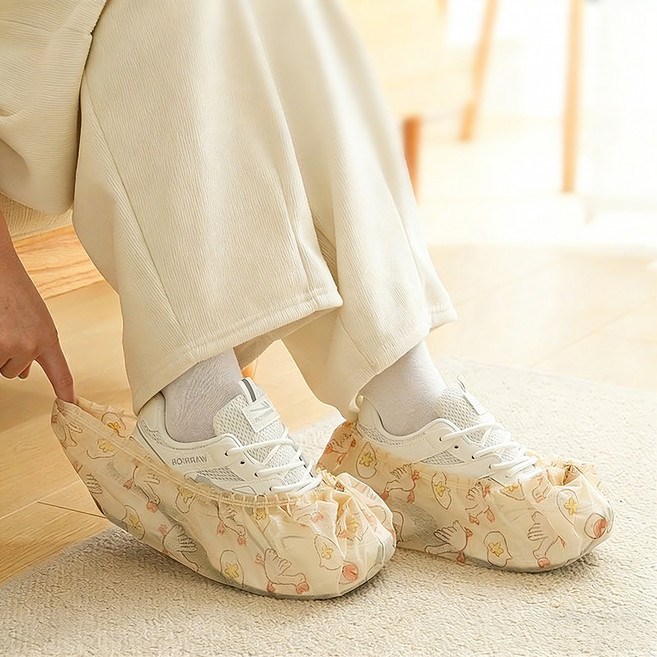 이쿠이칸 일회용 신발커버 부직포 내마모성 강화 및 방진 HJYCXXT004YAZI50P, 50개, 옐로우