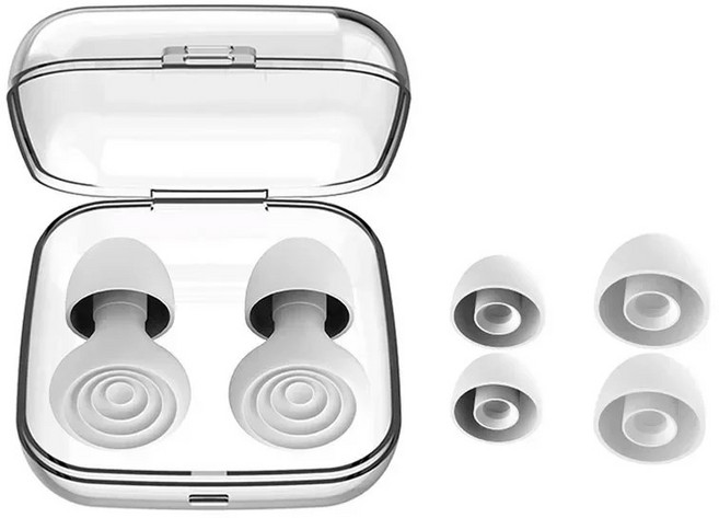 자동 귀마개 고성능 소음 차단 이중 목적 수면 수영 편안한, 1개, B-White