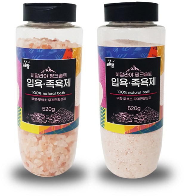 포프랑 히말라야 핑크솔트 100% 입욕제 족욕제 1+1(굵은입자+분말입자) 세트, 6개, 1.04kg
