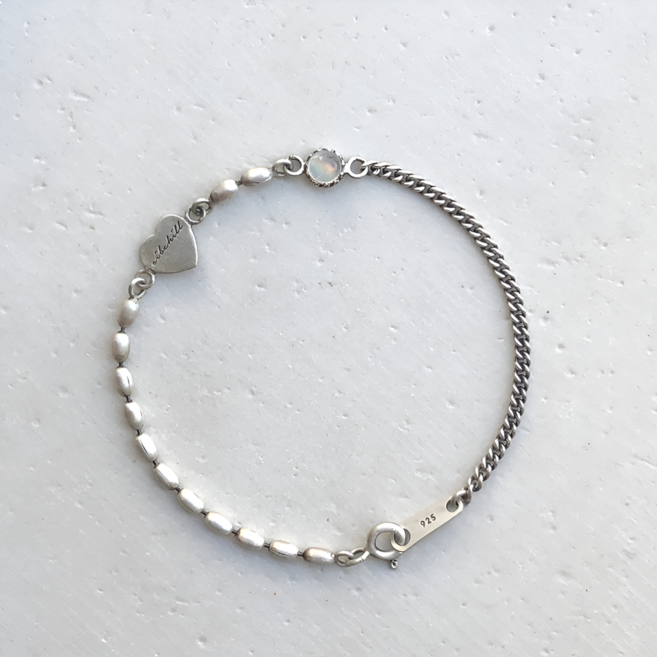 로니엔 여성용 실버925 영롱 원석 하트 포인트 우정팔찌 여름 여자친구선물