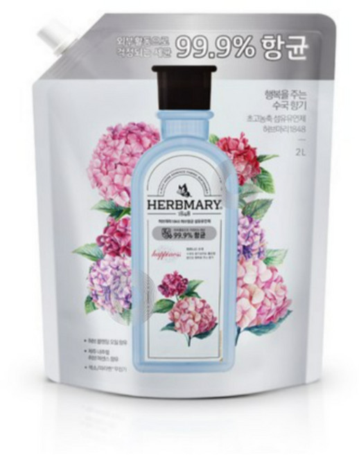 허브마리 1848 허브 섬유유연제 해피니스 수국 리필, 2L, 1개