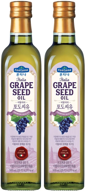 폰타나 이탈리아 포도씨유 마라스카, 500ml, 2개 - 쿠팡