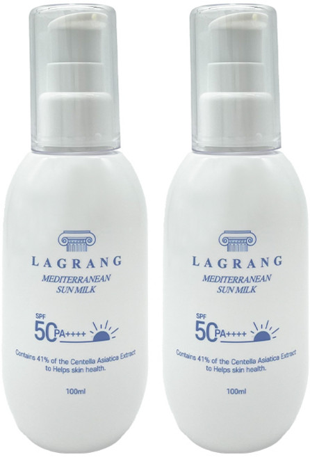 라그랑 무기자차 spf50 대용량 바디 페이스 자외선 썬 크림 밀크 차단제, 100ml, 2개
