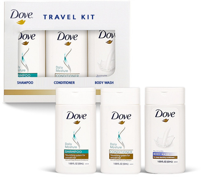 [도브] Dove 샴푸 바디워시 컨디셔너 여행용 3종세트, 1세트