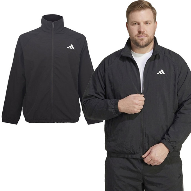 아디다스 에센셜 우븐 바람막이 점퍼 가슴둘레 105-140cm 빅사이즈 잠바 남자 운동 집업 단체 여자 윈드브레이 자켓