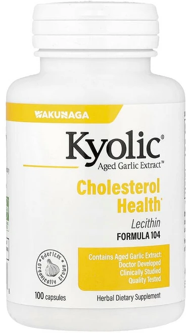 교릭 Kyolic Aged Garlic Extract™ 건강한 콜레스테롤 수치 유지 레시틴 함유 포뮬라 104 캡슐 100정 WAK-10441, 1개 - 쿠팡