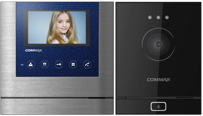 COMMAX 4선식 컬러 비디오폰 블루 CAV-43M + 각도조절 현관 카메라 DRC-4M, CAV-43M(비디오폰), DRC-4M(현관카메라)