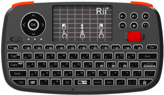 리 듀얼모드 블루투스 터치패드 무선 텐키리스 키보드 콤보, 블랙