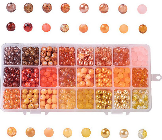 프리미엄 비즈 공예 키트 24종, 오렌지, 1세트
