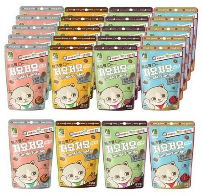 캐츠랑 저요저요 고양이 보양간식 4종 콤보 60g, 닭고기, 양고기, 연어, 참치, 8세트