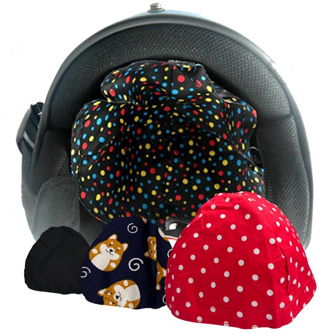 安全帽內襯套 雙層 透氣 排汗 可水洗 重複使用 衛生 乾净 男女通用, 彩色，隨機