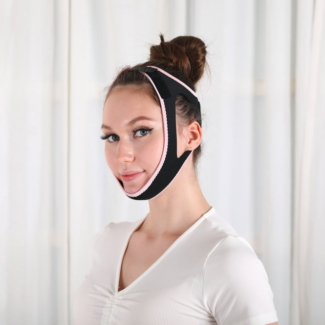 페이스 리프팅 밴드 사각턱 턱살 얼굴 땡김이 턱밴드 V라인 땡기미 이중턱 마사지, 1-리프팅밴드-블랙