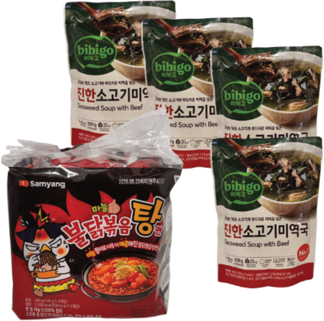 불닭볶음탕면 145g 4개 +CJ비비고 미역국 500g 4개