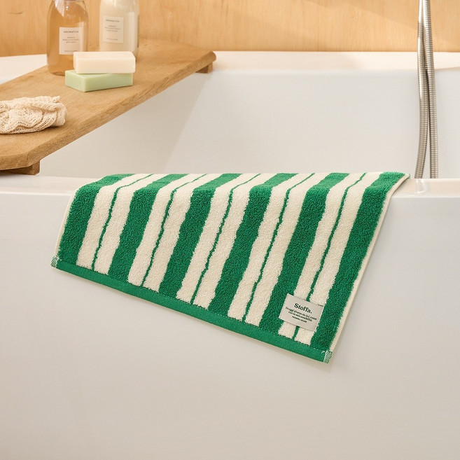 모던하우스 STF 더블 스트라이프 핸드타월 65g 34 x 34 cm, 1개, 그린